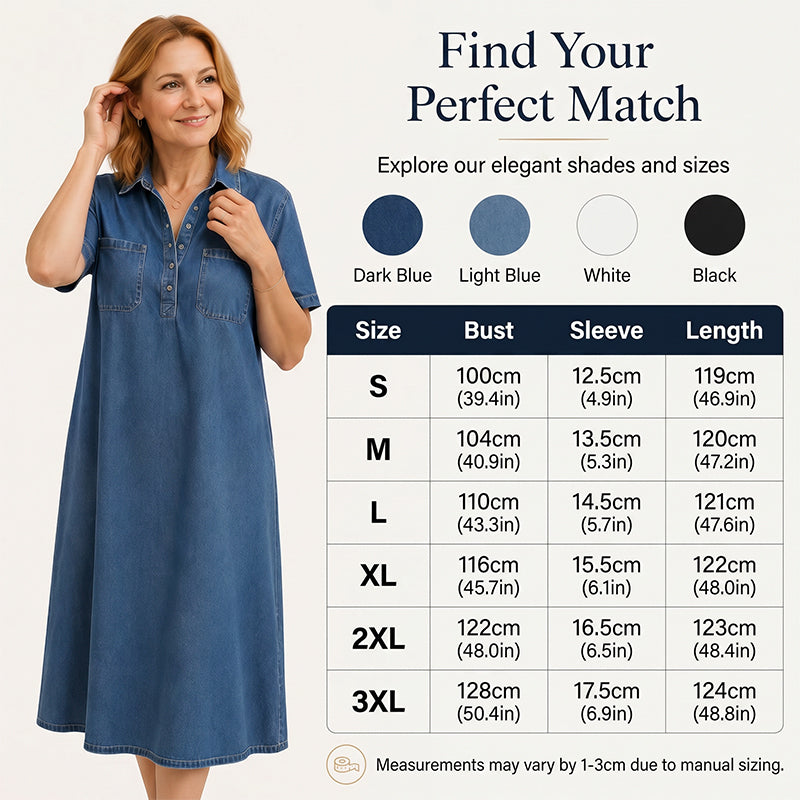 👗 50% OFF NOW! 👖 Casual Pocket Denim Midi Shirt Dress🌸